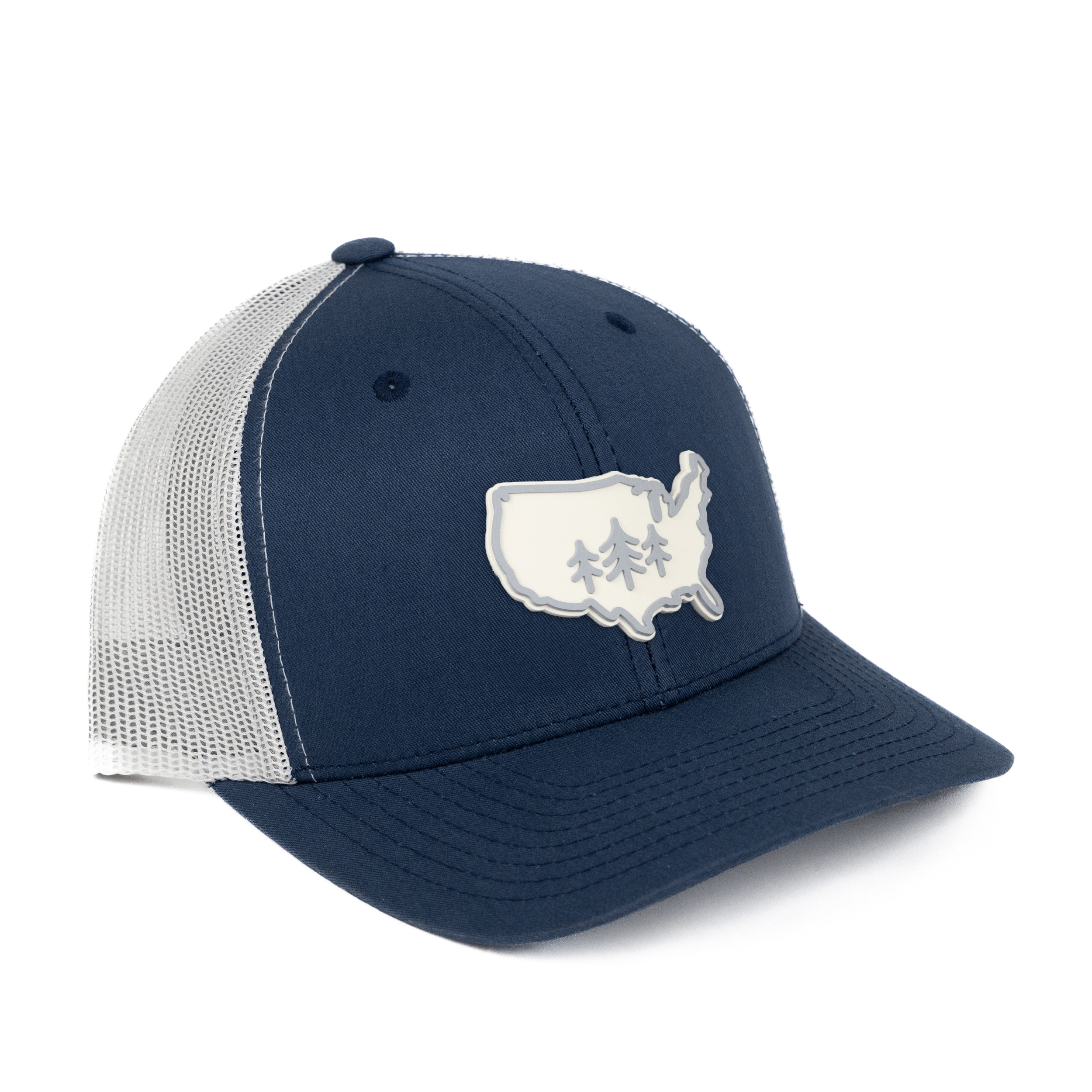 TriPine Trucker Hat Navy/ Silver USA TriPine Trucker Hat