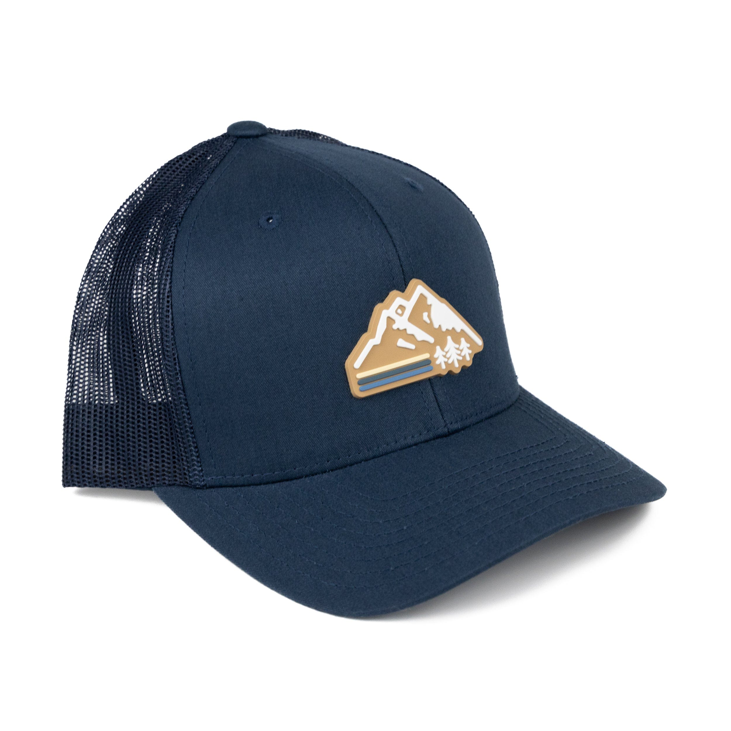TriPine Trucker Hat Navy/ Tan Retro Mountain Trucker Hat