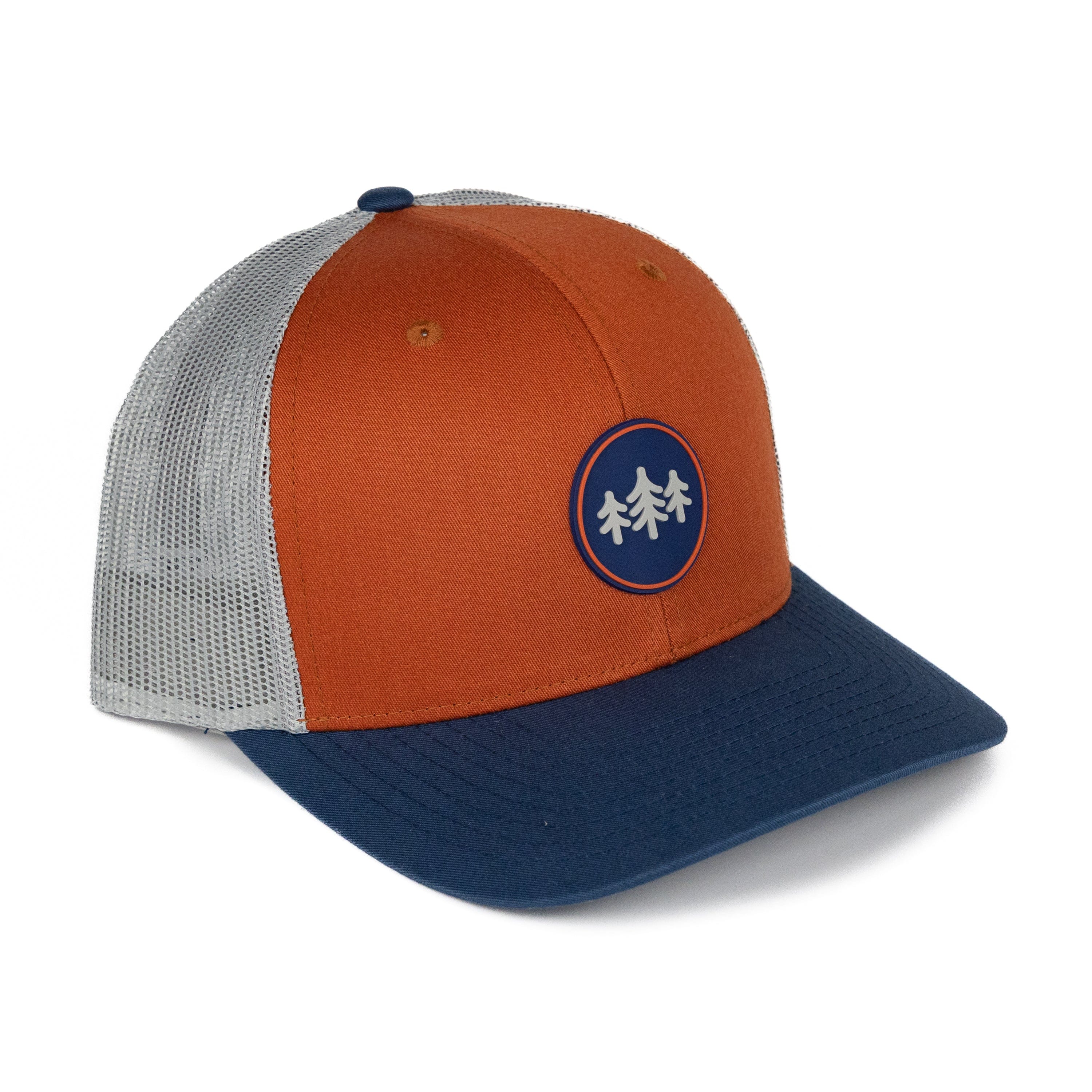 TriPine Trucker Hat Orange/ Aluminum/ Navy Coin Patch Trucker Hat