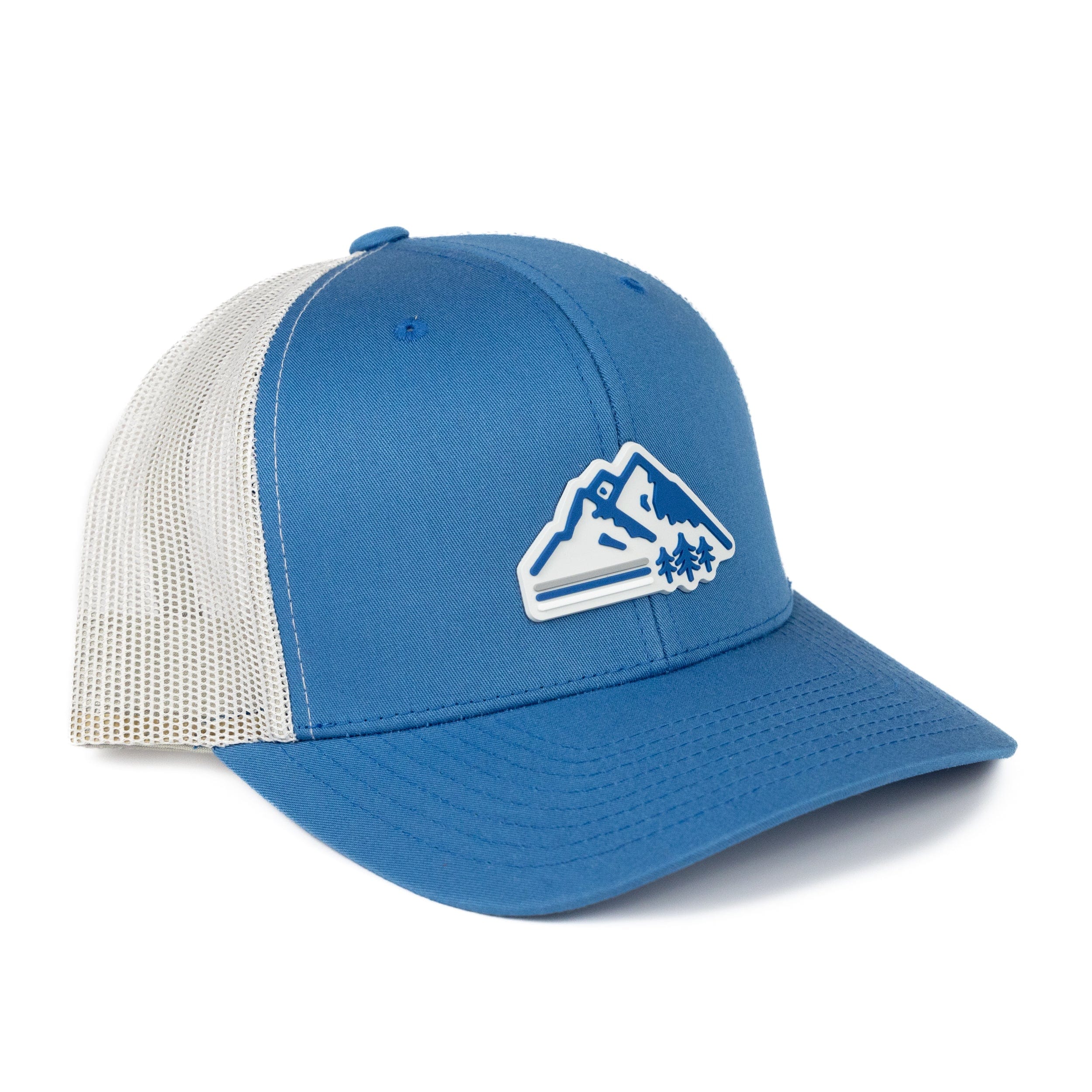 TriPine Trucker Hat Steel Blue/ Silver Retro Mountain Trucker Hat