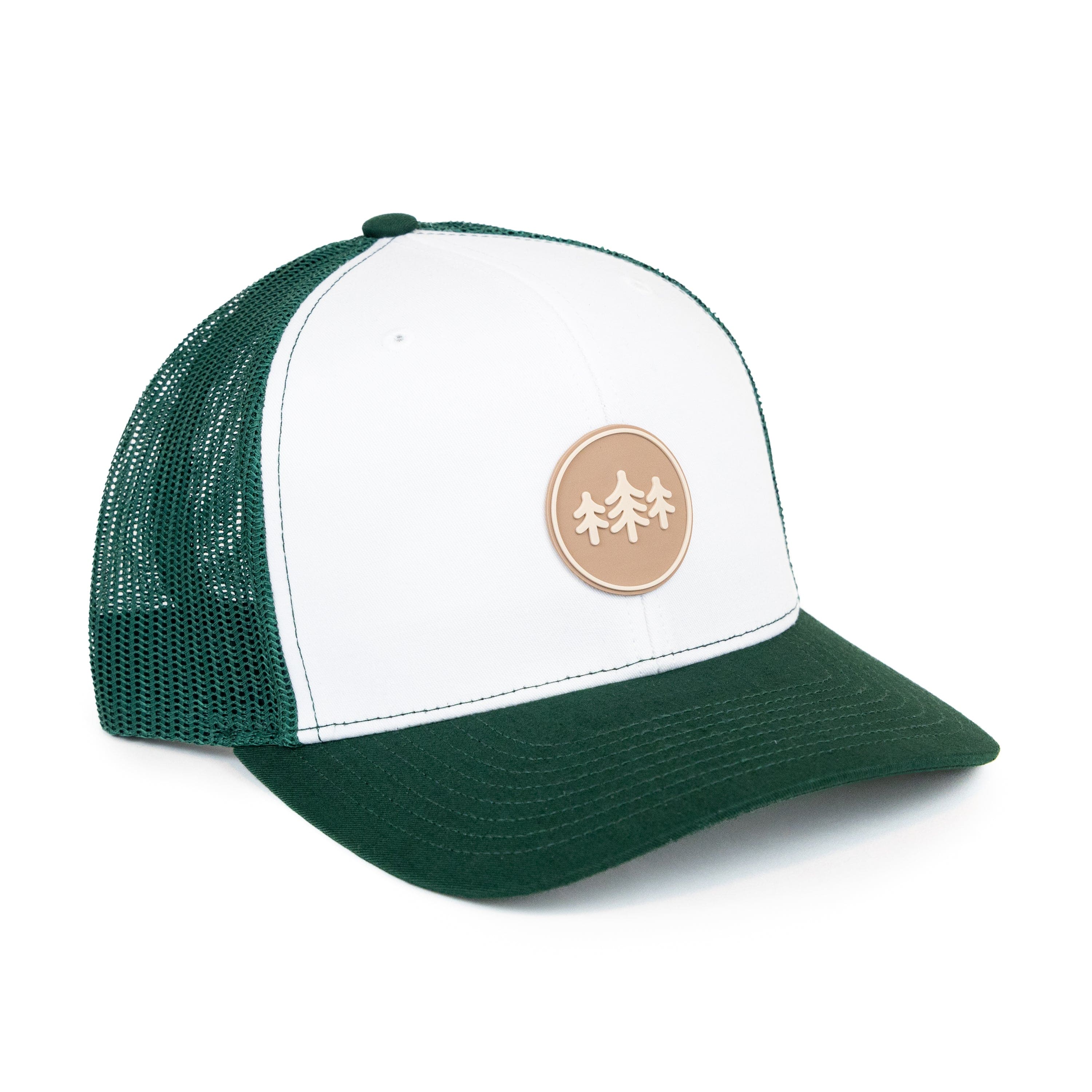 TriPine Trucker Hat White/ Dark Green Coin Patch Trucker Hat