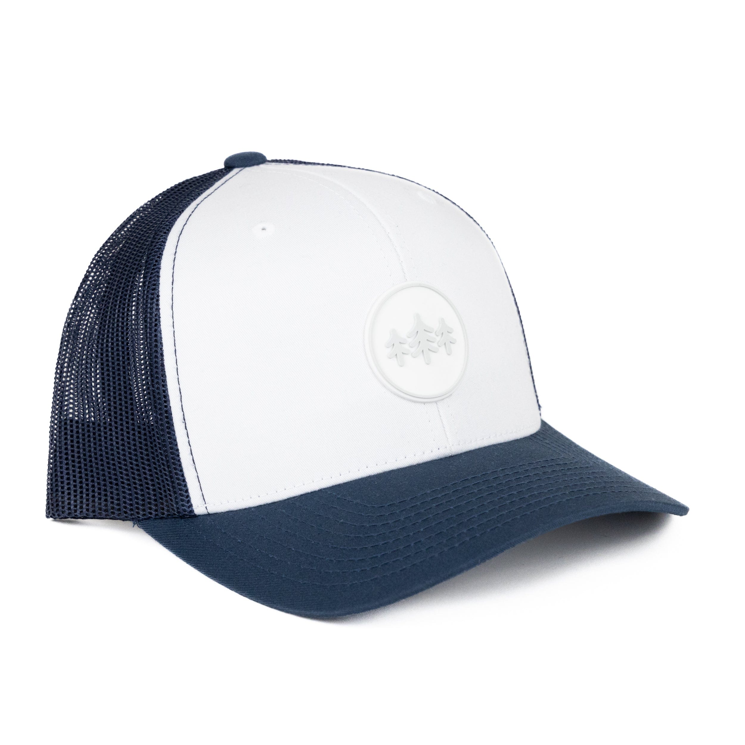 TriPine Trucker Hat White/ Navy/ Navy Coin Patch Trucker Hat