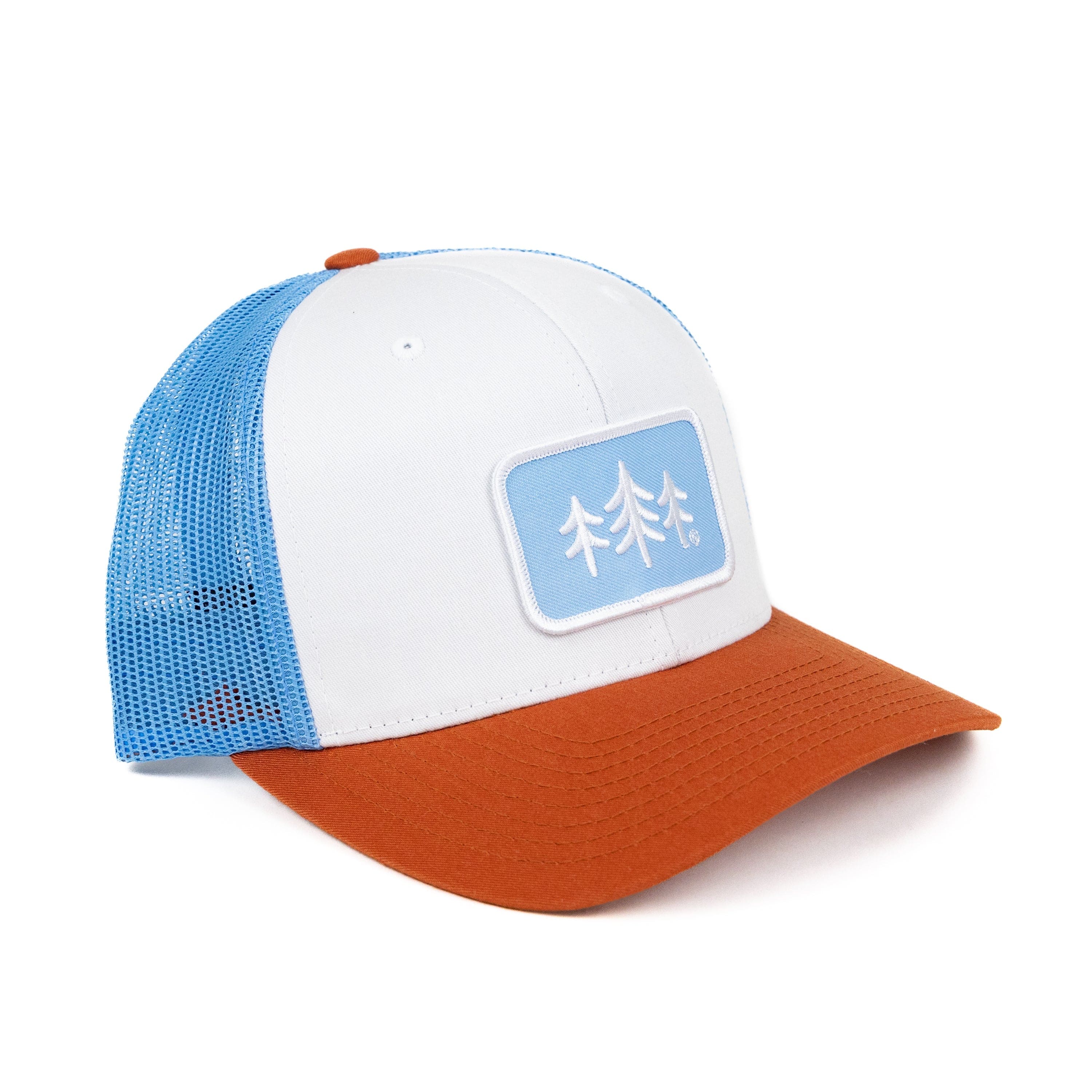TriPine Trucker Hat White/ Sky Blue/ Dark Orange TriPine Patch Trucker Hat