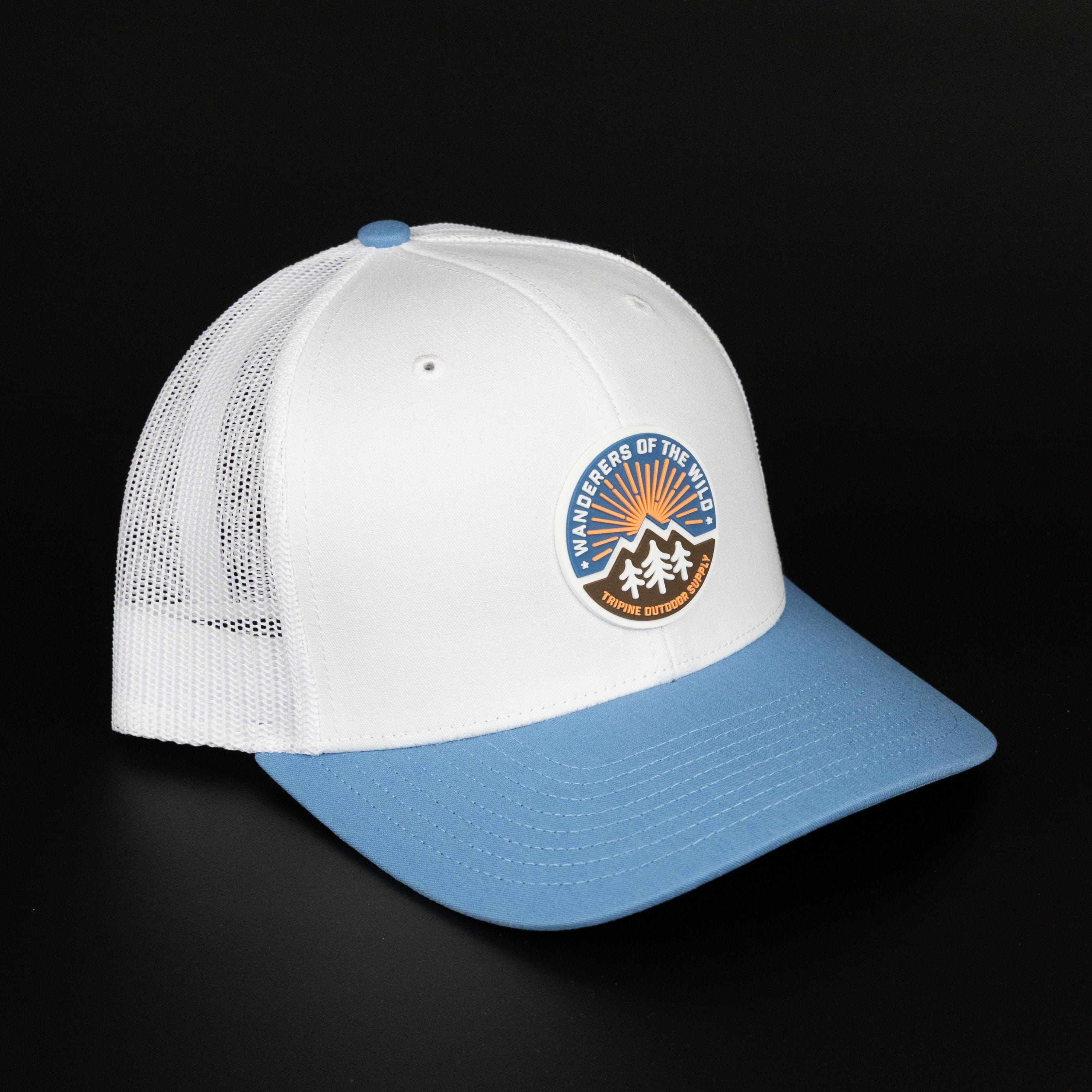 TriPine Trucker Hat White/ Sky Blue Wanderers of the Wild Trucker Hat