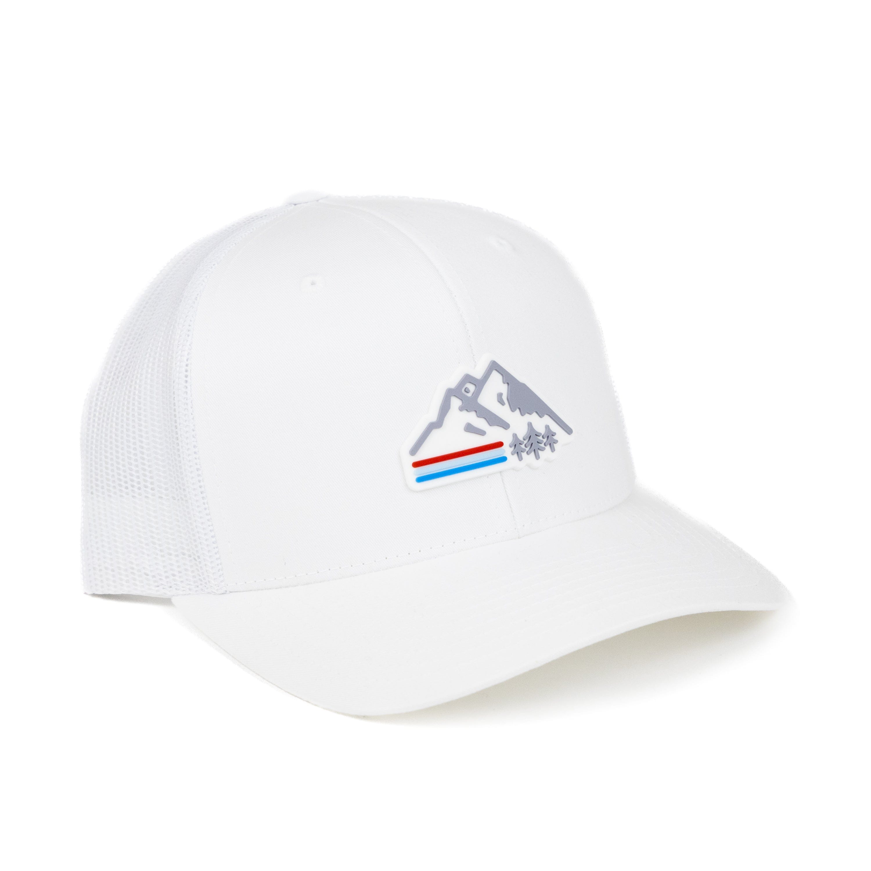 TriPine Trucker Hat White/ White Retro Mountain Trucker Hat