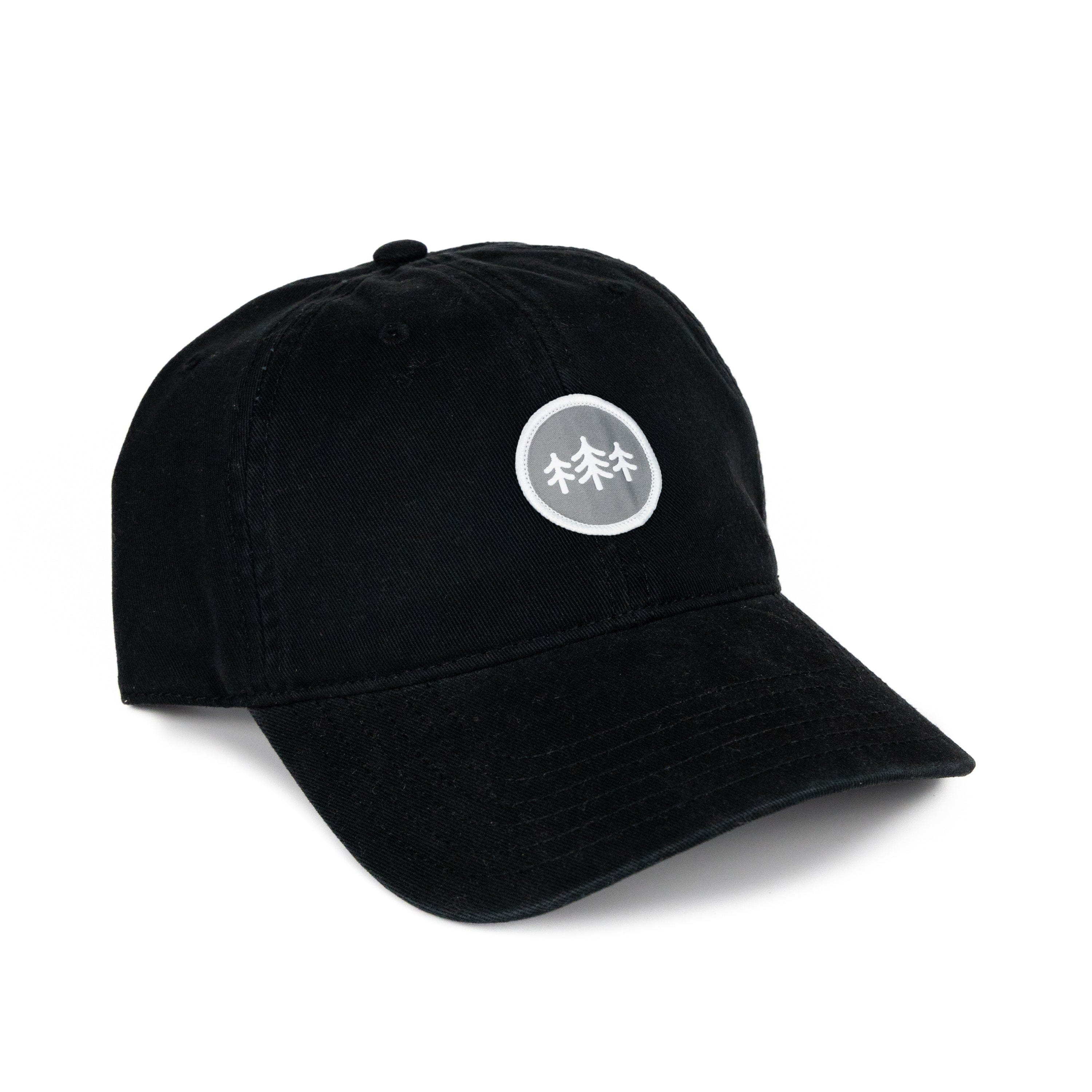 TriPine Unstructured Hat Black Coin Patch Peached Cotton Dad Hat