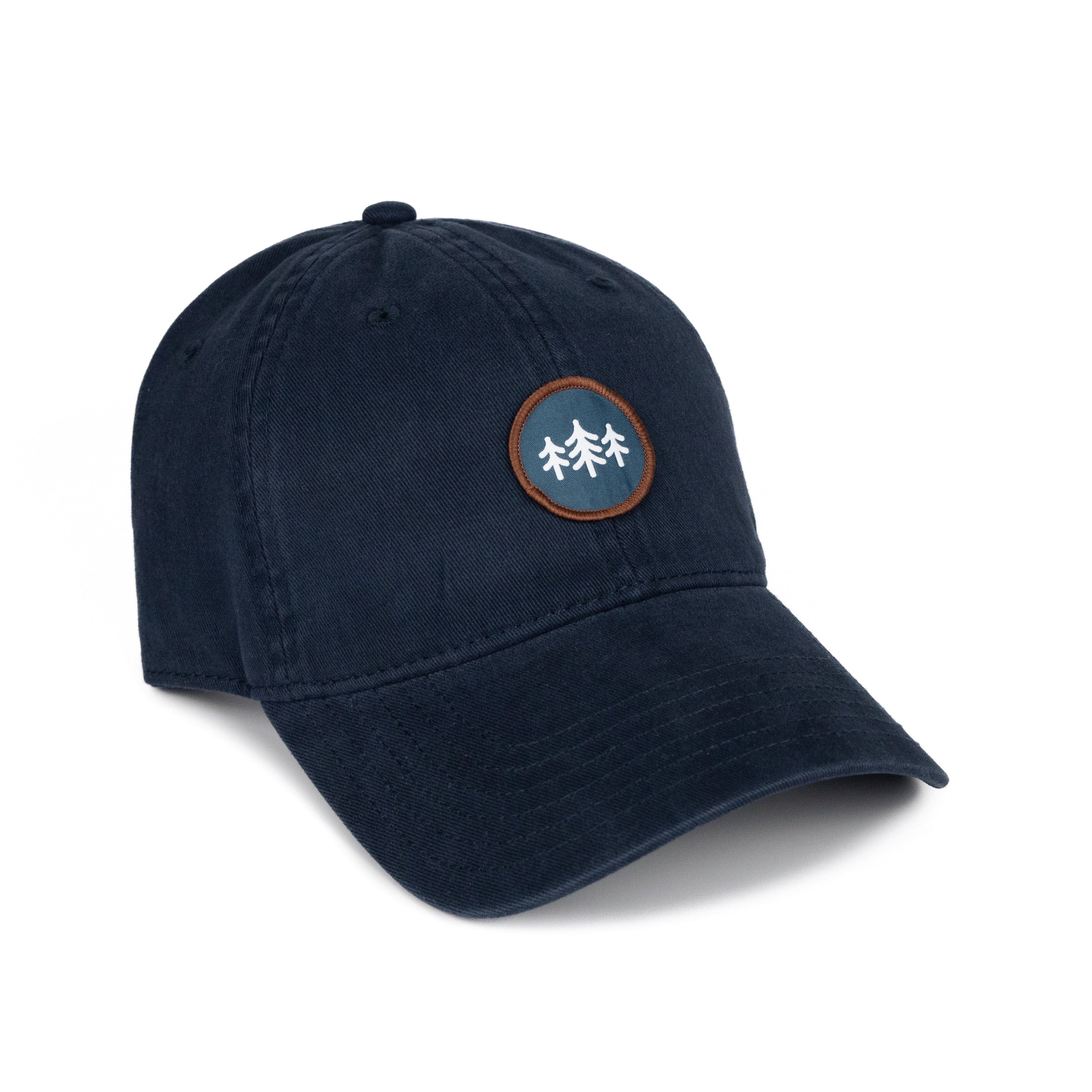 TriPine Unstructured Hat Navy Coin Patch Peached Cotton Dad Hat