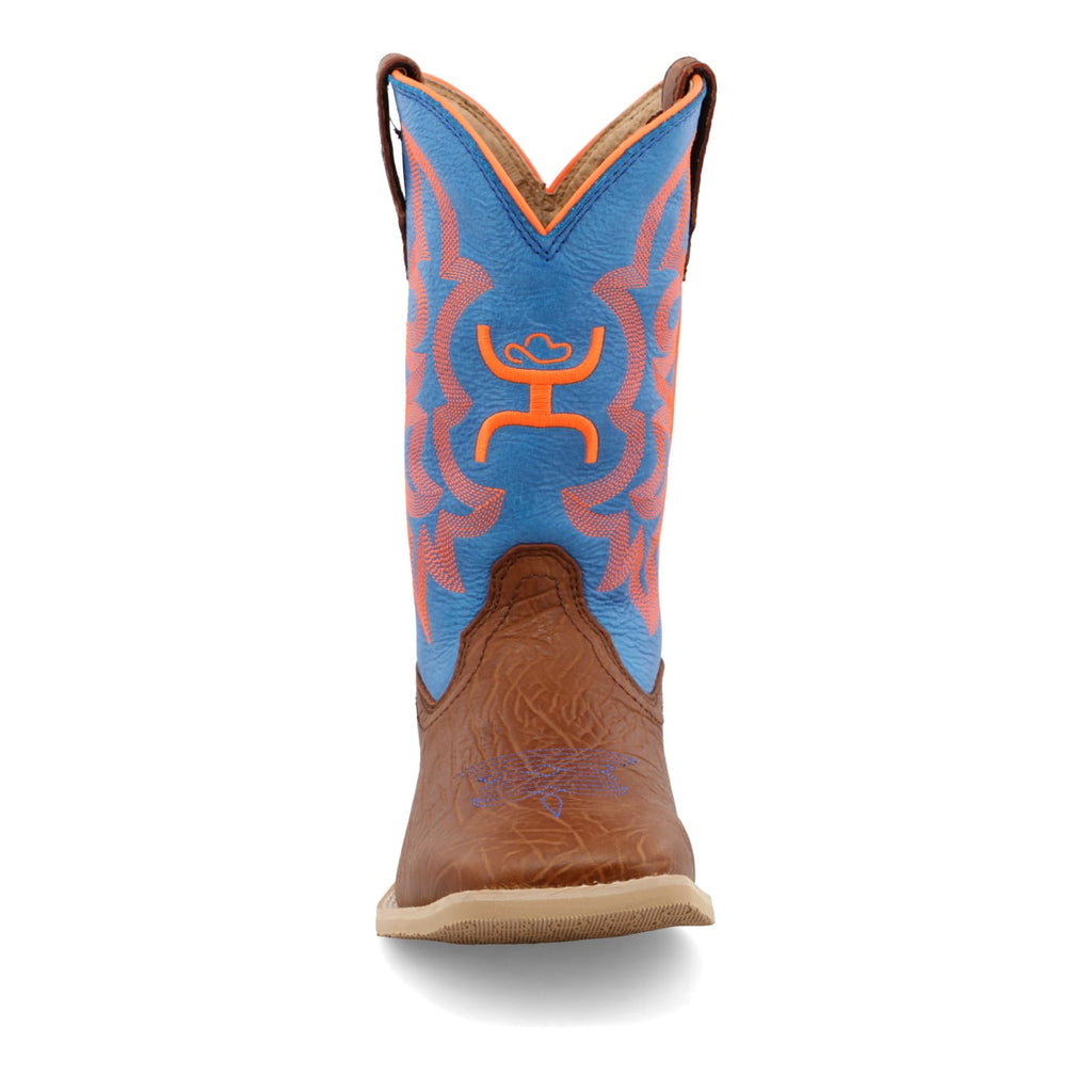 TWISTED X BOOTS Boots Twisted X Kid's Cognac & Neon Blue Hooey Western Boots YHY0001