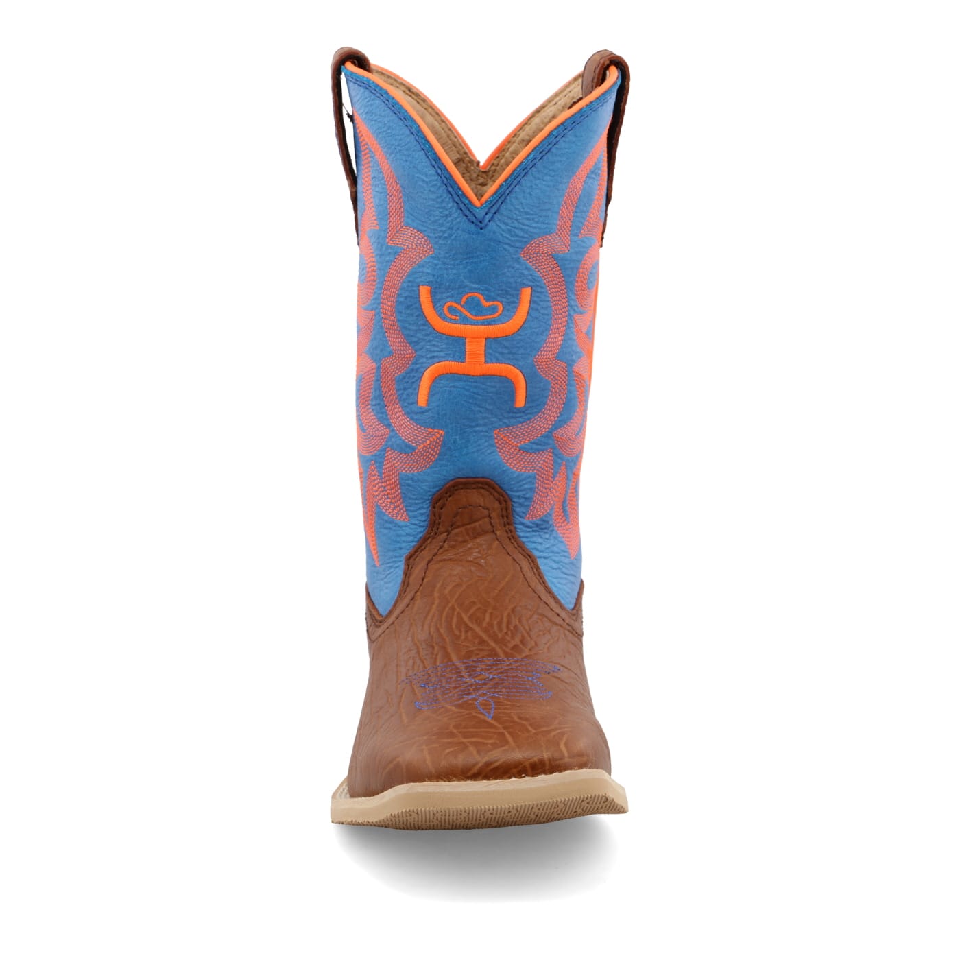 TWISTED X BOOTS Boots Twisted X Kid's Cognac & Neon Blue Hooey Western Boots YHY0001