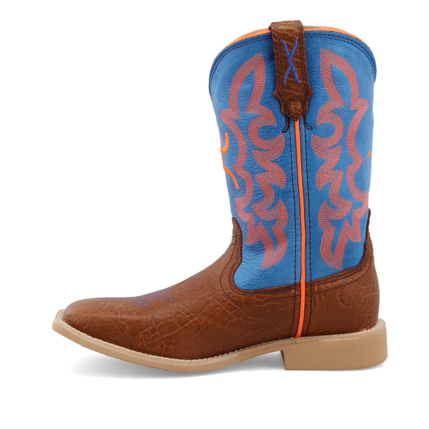TWISTED X BOOTS Boots Twisted X Kid's Cognac & Neon Blue Hooey Western Boots YHY0001
