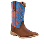 TWISTED X BOOTS Boots Twisted X Kid's Cognac & Neon Blue Hooey Western Boots YHY0001
