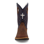 TWISTED X BOOTS Boots Twisted X Kid's Mocha & Navy Cowboy Western Work Boot YCW0013