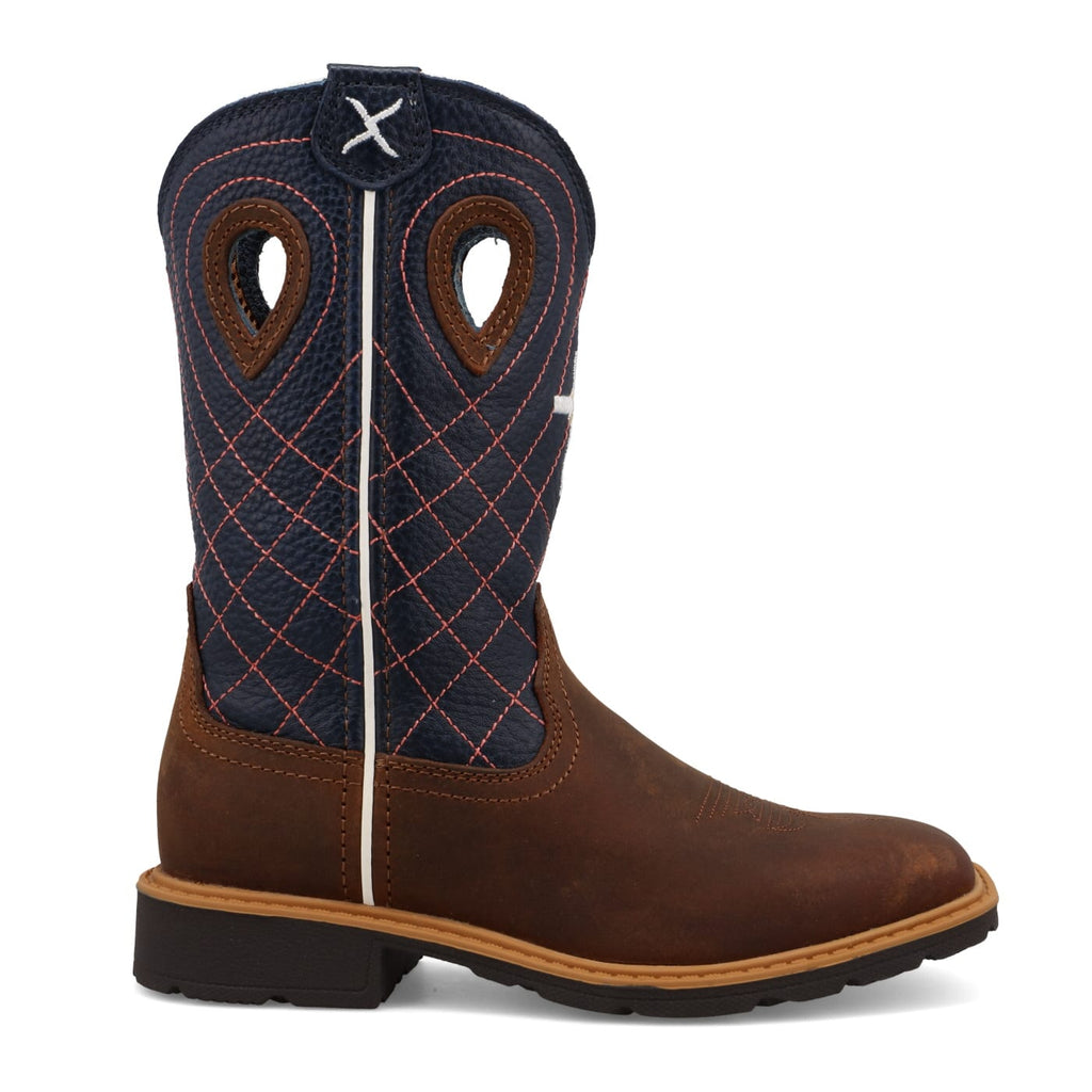 TWISTED X BOOTS Boots Twisted X Kid's Mocha & Navy Cowboy Western Work Boot YCW0013