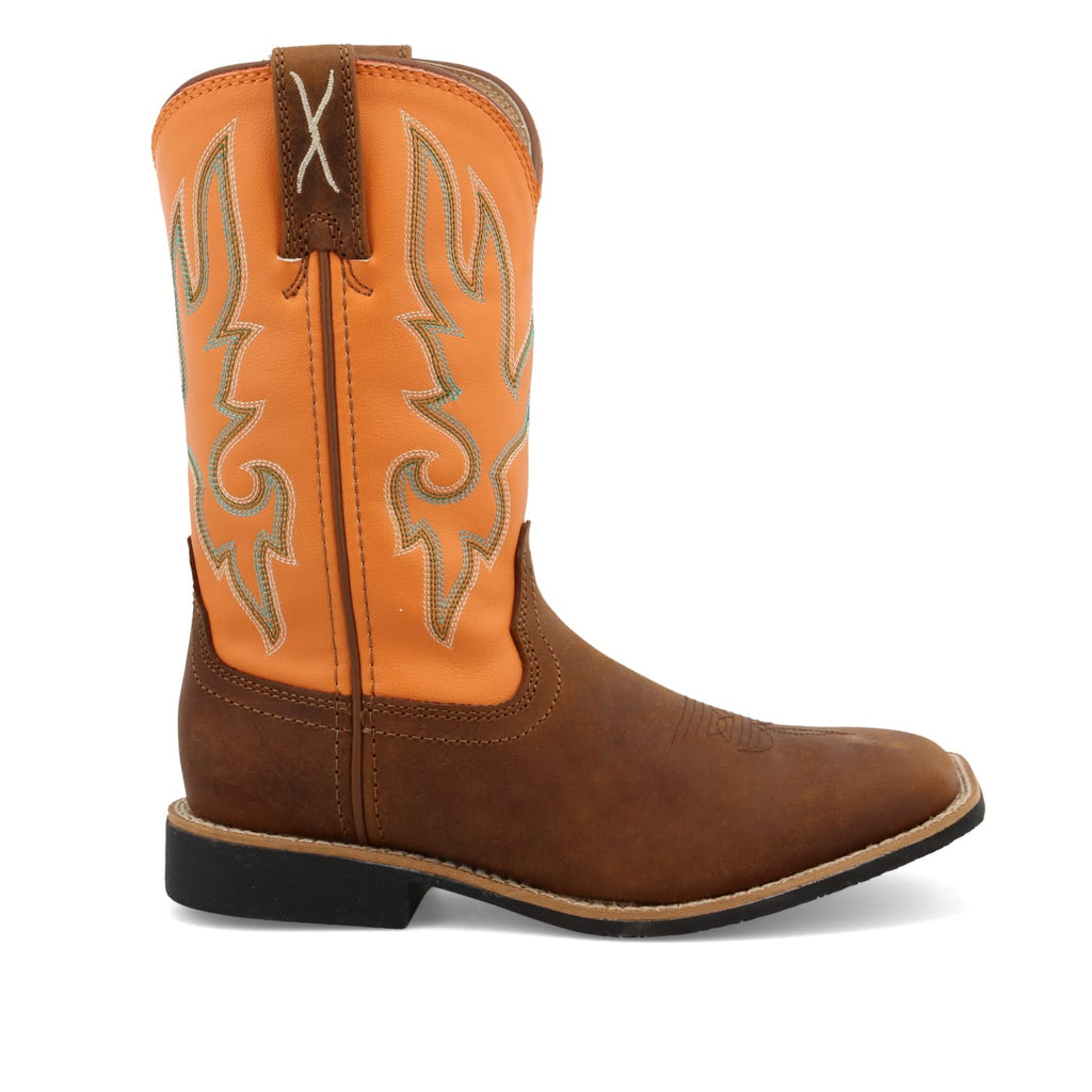 TWISTED X BOOTS Boots Twisted X Kid's Tan & Orange Top Hand Western Boots YTH0018