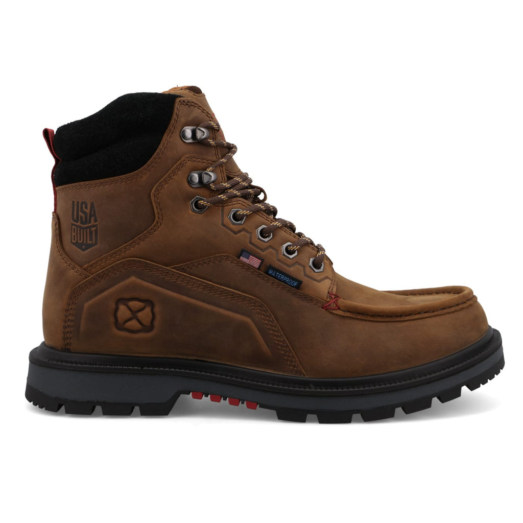 TWISTED X BOOTS Boots Twisted X Men's Brown & Black 6" Waterproof Lace Up Work Boots MDAW001