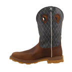 TWISTED X BOOTS Boots Twisted X Men's Brown & Dark Electric Blue Ultralite X Nano Toe Work Boot MULNW02