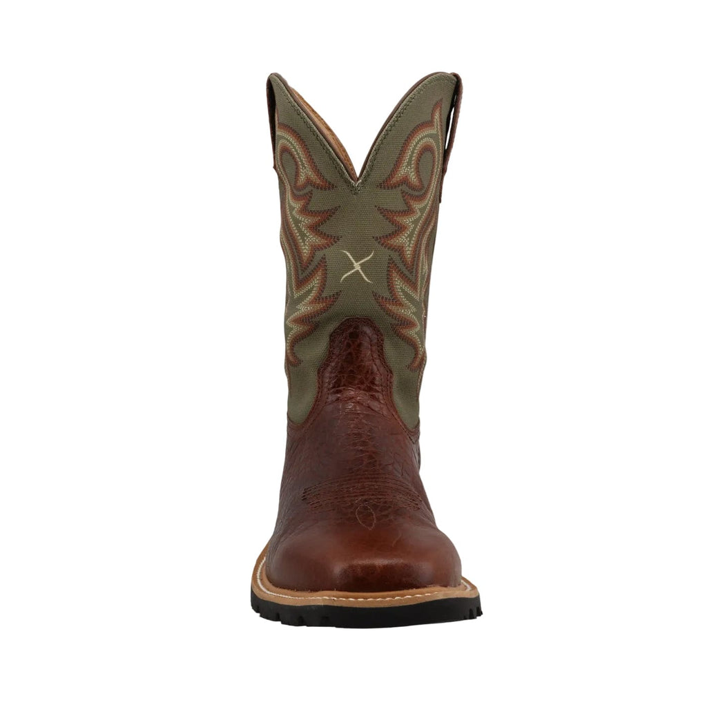 TWISTED X BOOTS Boots Twisted X Men's Caramel Cafe & Moss Tech X Western Work Boot MXTP006