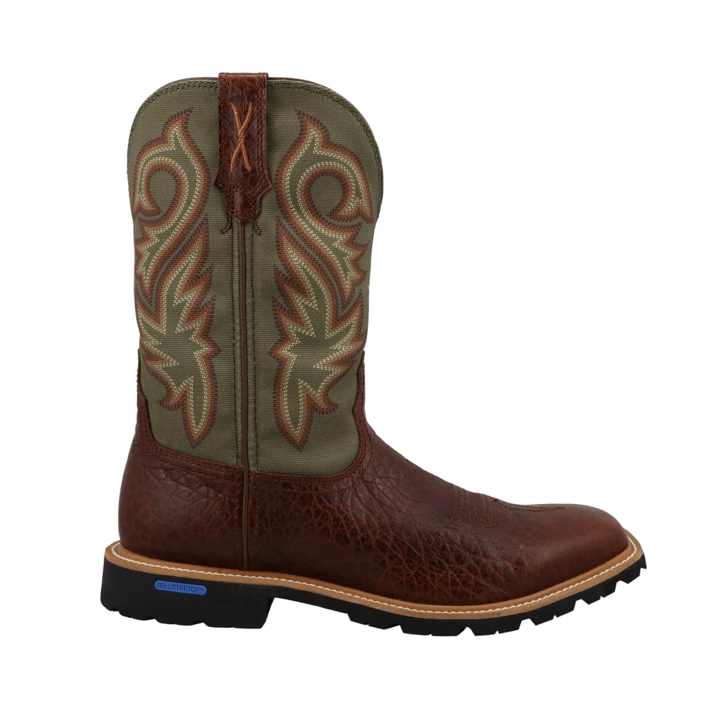 TWISTED X BOOTS Boots Twisted X Men's Caramel Cafe & Moss Tech X Western Work Boot MXTP006