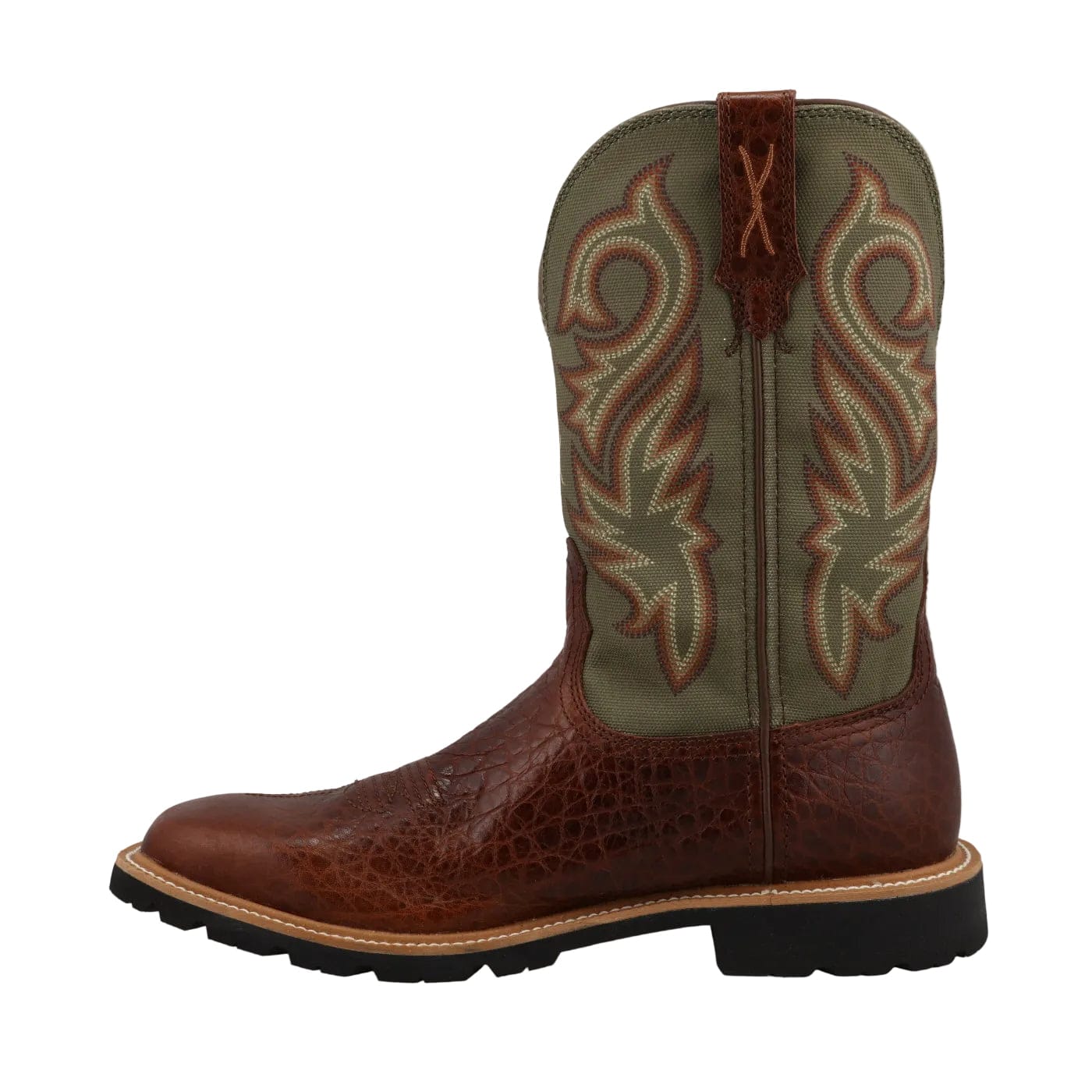 TWISTED X BOOTS Boots Twisted X Men's Caramel Cafe & Moss Tech X Western Work Boot MXTP006