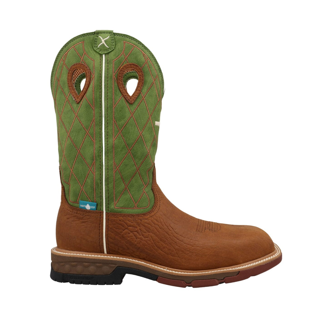 TWISTED X BOOTS Boots Twisted X Men's Carmel Cafe & Green Comp Toe Western Work Boot MXBNW07