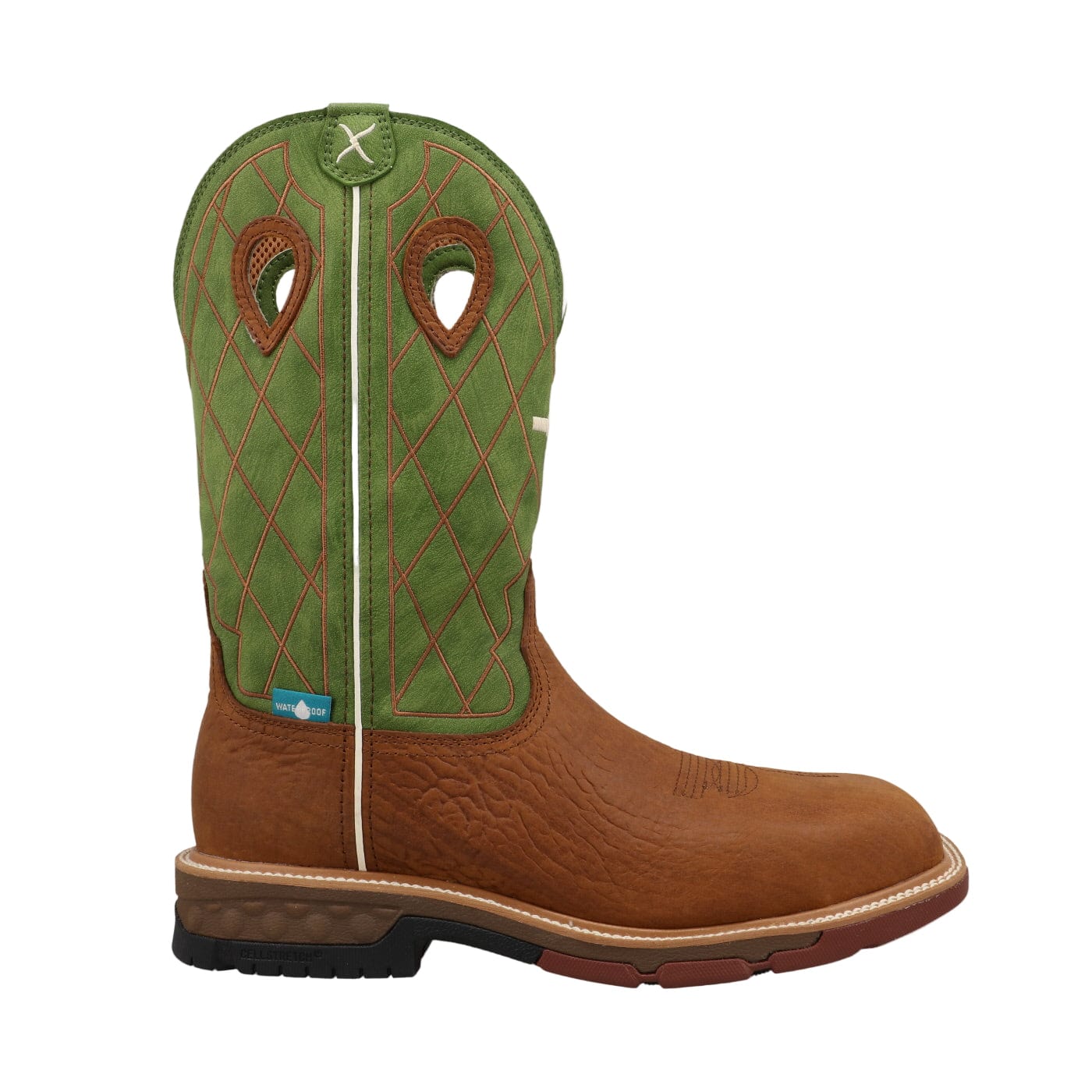 TWISTED X BOOTS Boots Twisted X Men's Carmel Cafe & Green Comp Toe Western Work Boot MXBNW07