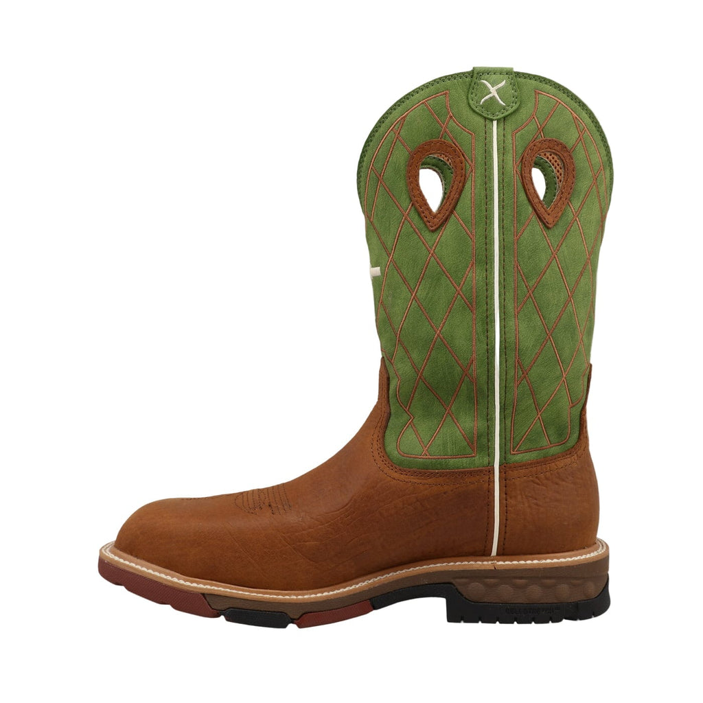 TWISTED X BOOTS Boots Twisted X Men's Carmel Cafe & Green Comp Toe Western Work Boot MXBNW07