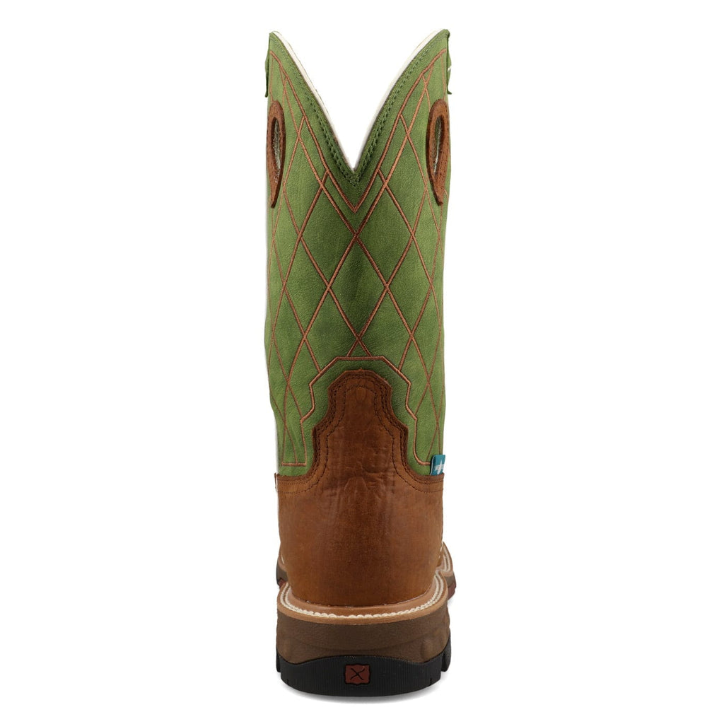 TWISTED X BOOTS Boots Twisted X Men's Carmel Cafe & Green Comp Toe Western Work Boot MXBNW07