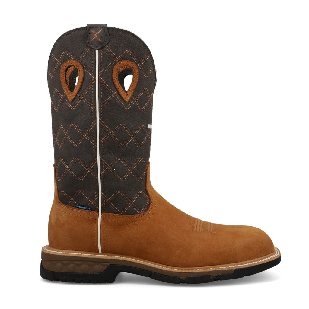 TWISTED X BOOTS Boots Twisted X Men's Clay & Pewter Waterproof Nano Toe Western Work Boot MXBNW13