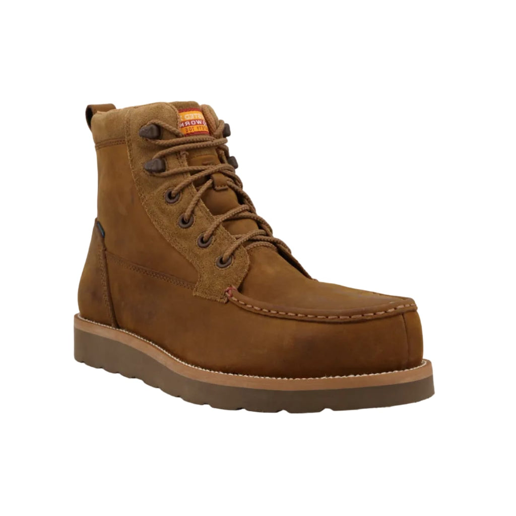 TWISTED X BOOTS Boots Twisted X Men's Distressed Saddle 6" Waterproof Wedge Sole Work Boot MWWNW04