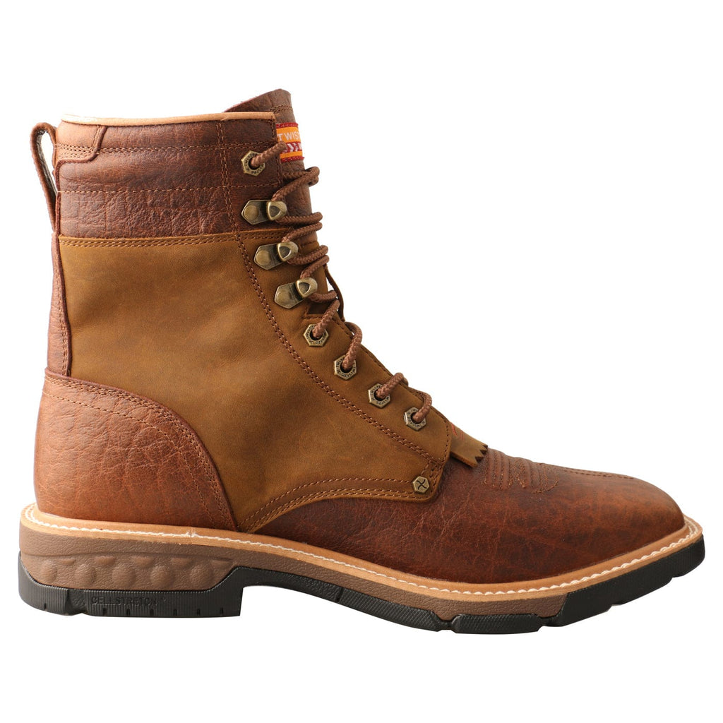 TWISTED X BOOTS Boots Twisted X Men's Distressed Saddle & Cognac CellStretch Lacer Work Boot MXLW001