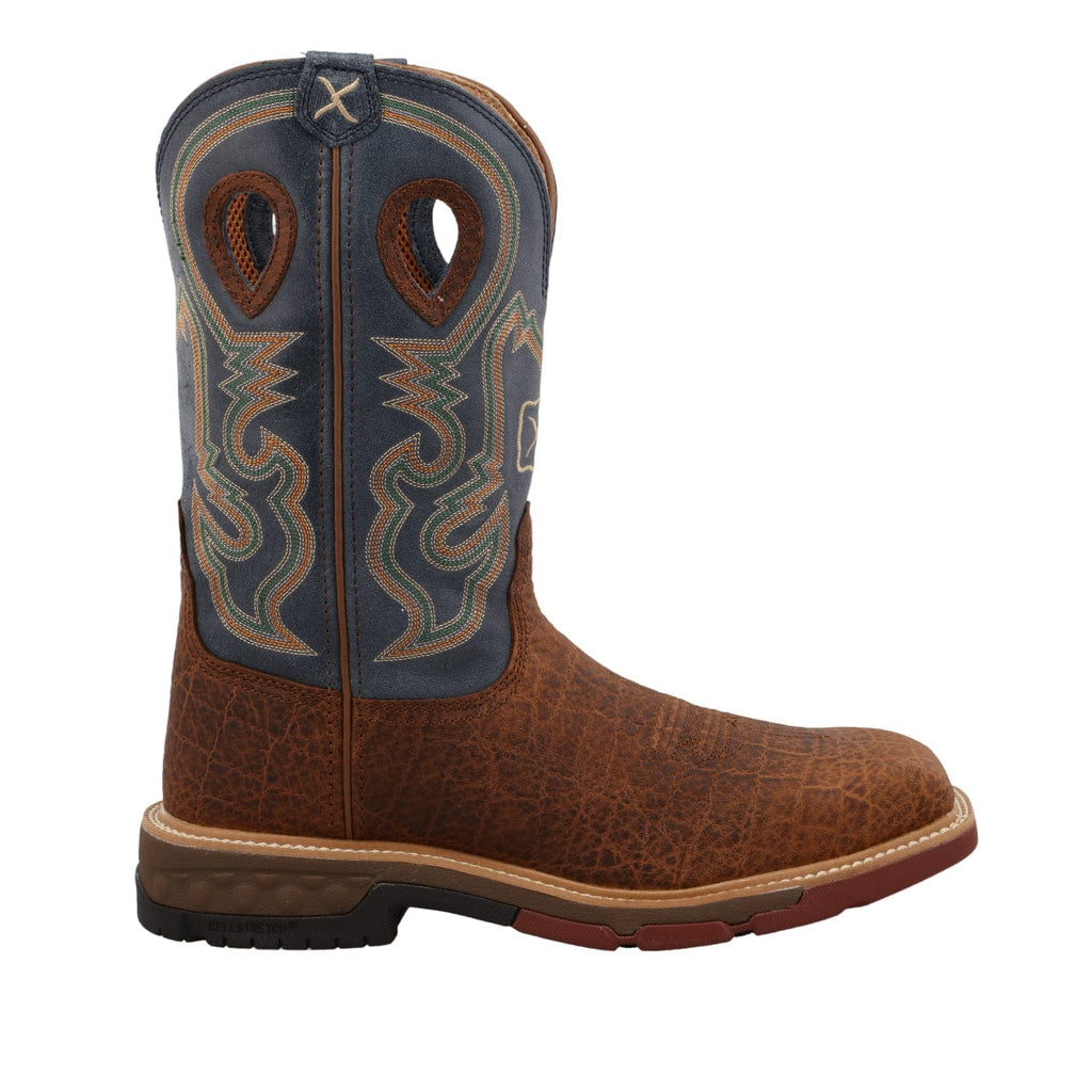 TWISTED X BOOTS Boots Twisted X Men's Distressed Saddle & Peacock Alloy Toe Work Boots MXBA005