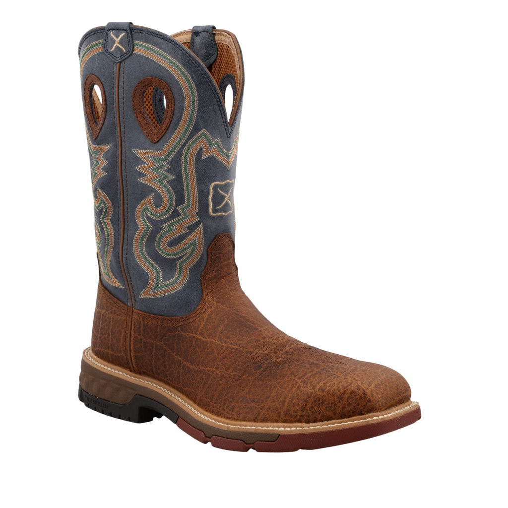 TWISTED X BOOTS Boots Twisted X Men's Distressed Saddle & Peacock Alloy Toe Work Boots MXBA005