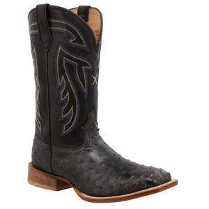 TWISTED X BOOTS Boots Twisted X Men's Ruff Stock Black Full Quill Ostrich Western Boots MRSL045