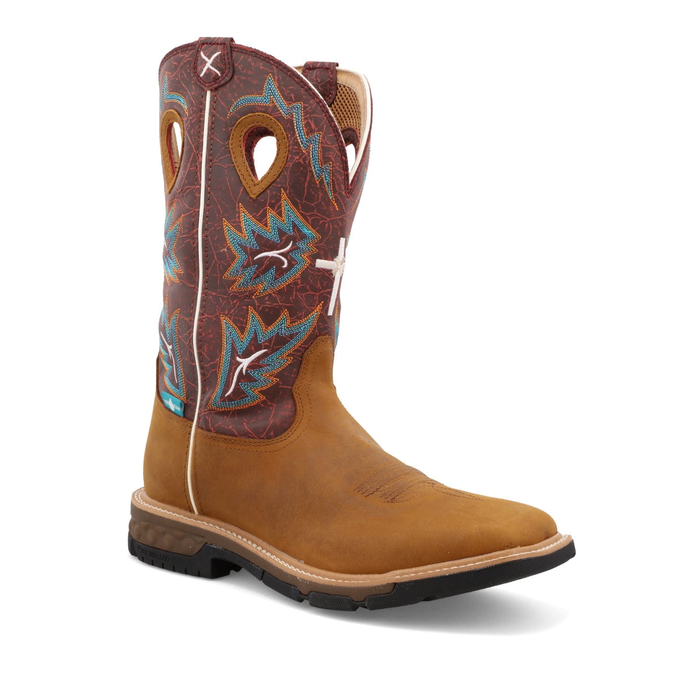 TWISTED X BOOTS Boots Twisted X Men's Tan & Burgundy Western Work Boot MXBW005