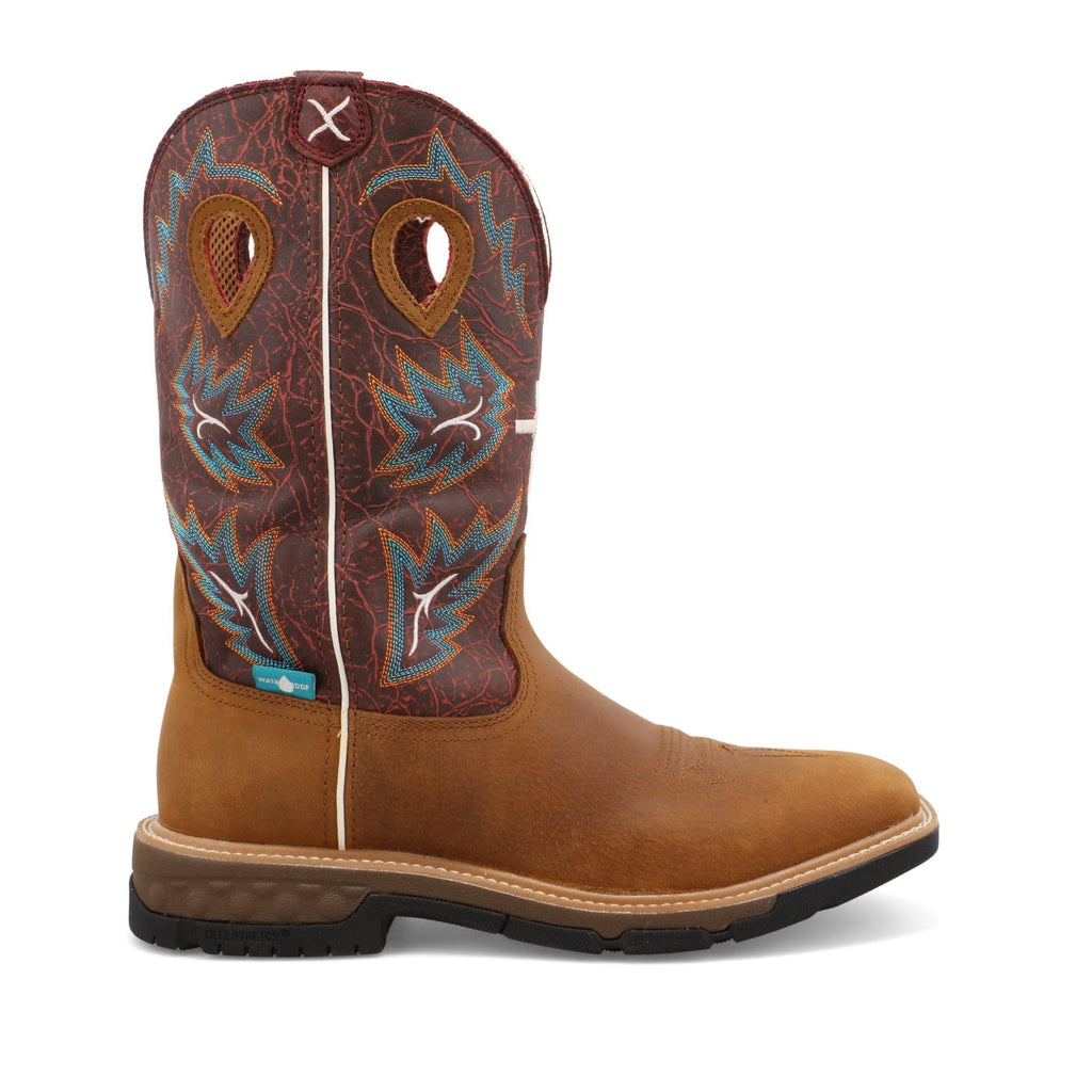 TWISTED X BOOTS Boots Twisted X Men's Tan & Burgundy Western Work Boot MXBW005