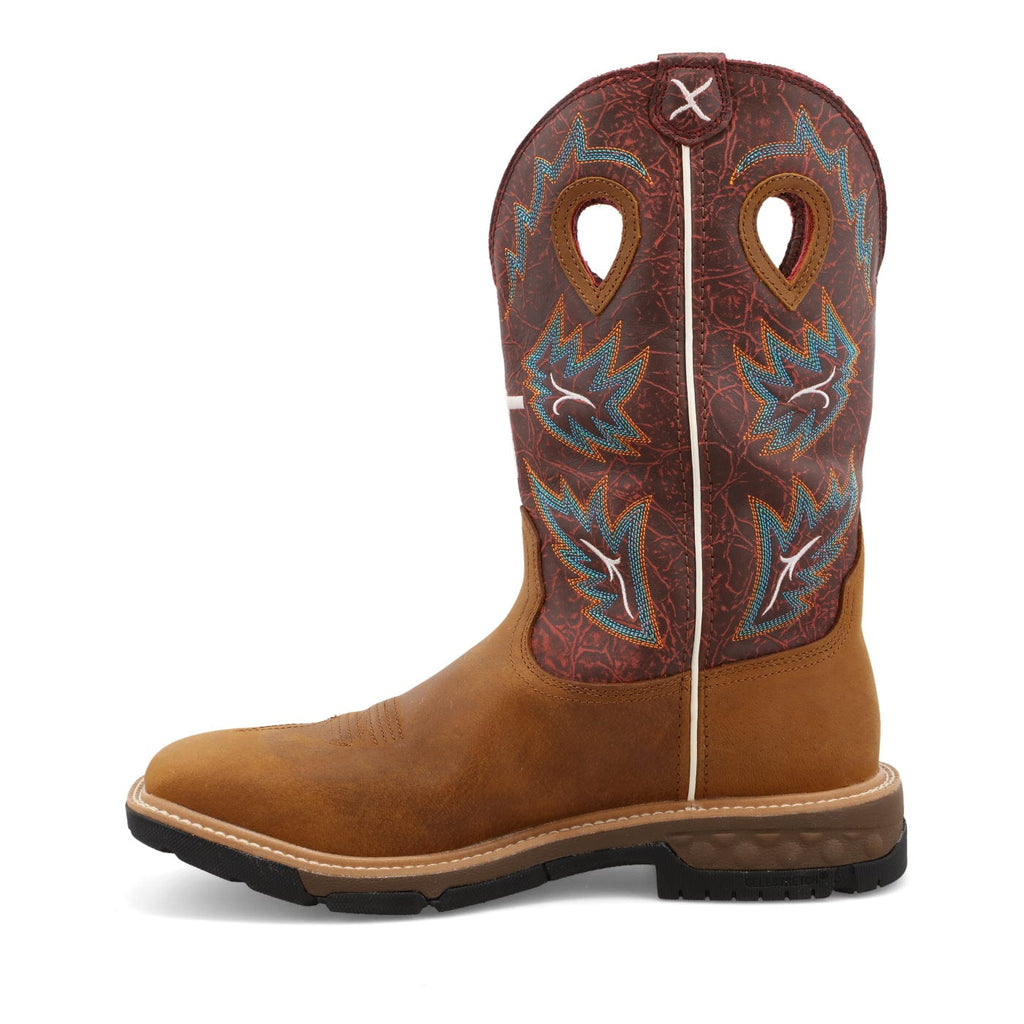 TWISTED X BOOTS Boots Twisted X Men's Tan & Burgundy Western Work Boot MXBW005