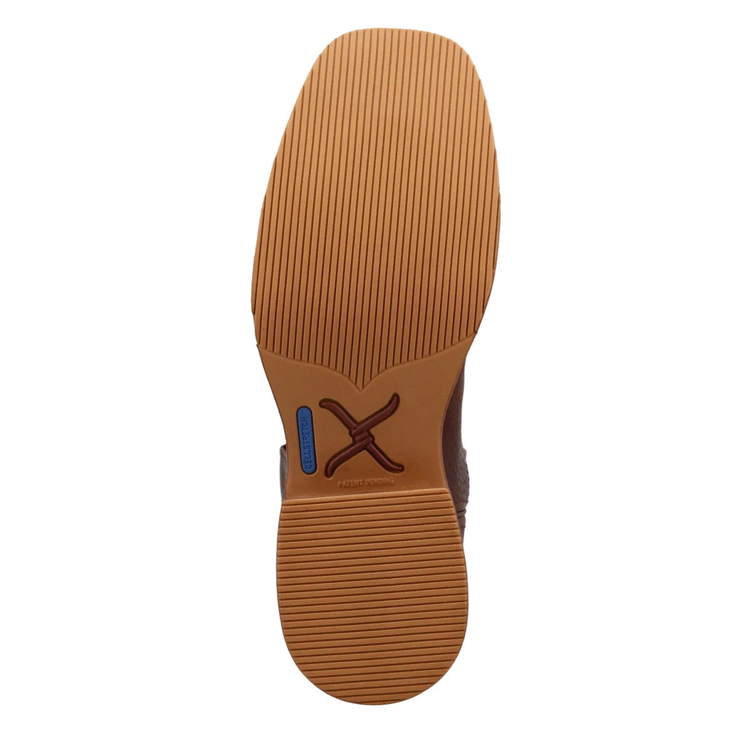 Close up of the bottom of a cowboy boot featuring the Brand Logo of Twisted X