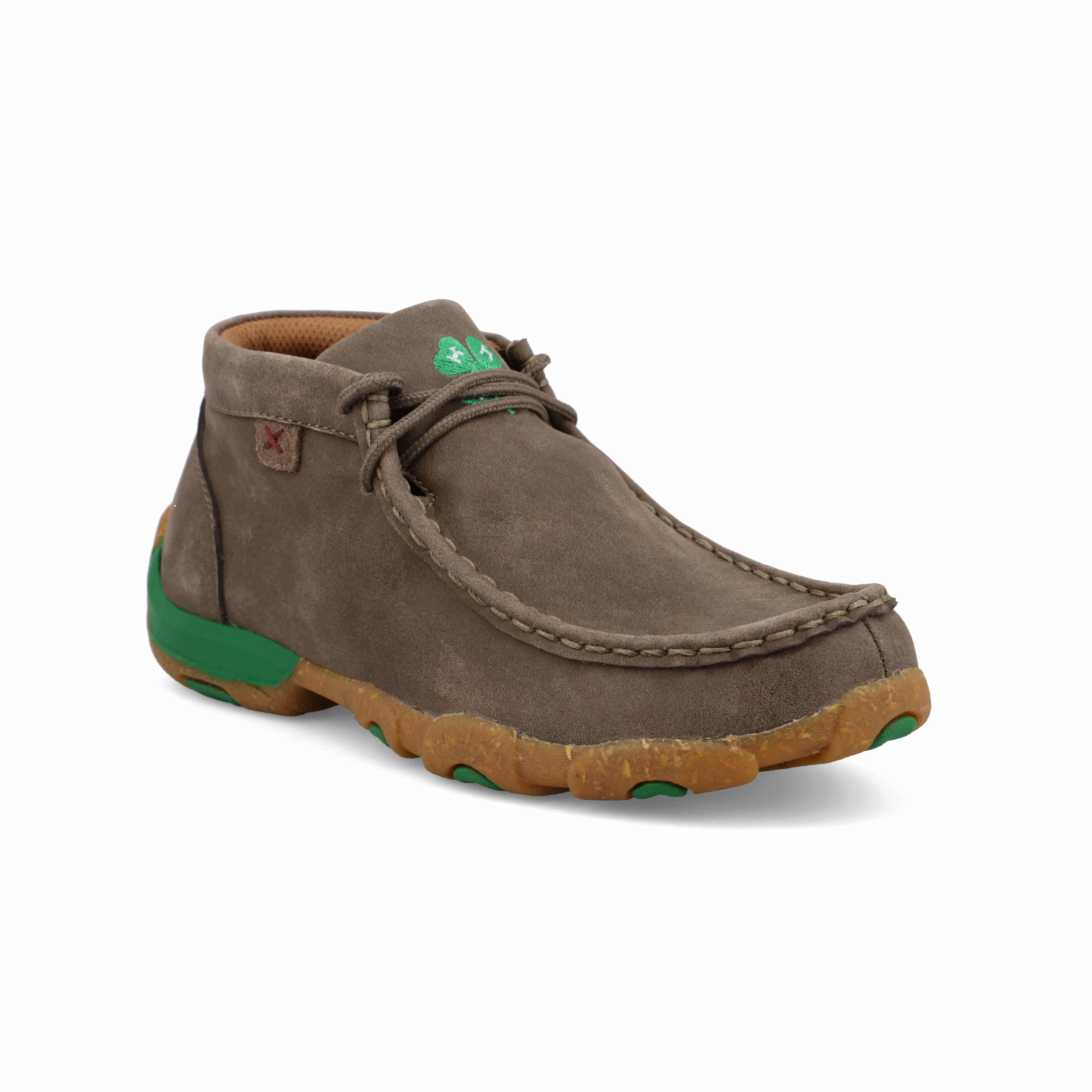 Twisted X Kids Deep Taupe & Kelly Green Chukka Driving Moc Shoe