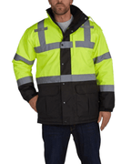 Utility Pro Wear Men's Outerwear UHV1004 HiVis Contractor Jacket with Teflon Fabric Protector - Yellow/Grey