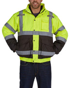 Utility Pro Wear Men's Outerwear UHV563 HiVis Bomber Jacket with Removable Fleece & Teflon Fabric Protector - Yellow