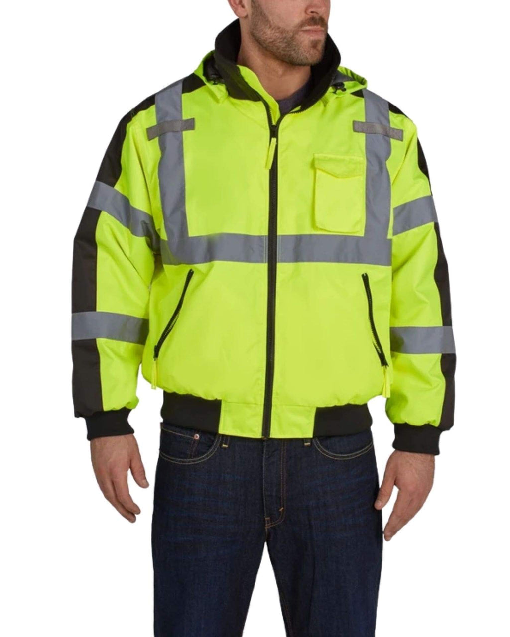Utility Pro Wear Men's Outerwear UHV575 HiVis 3-Season Bomber Jacket with Teflon Fabric Protector