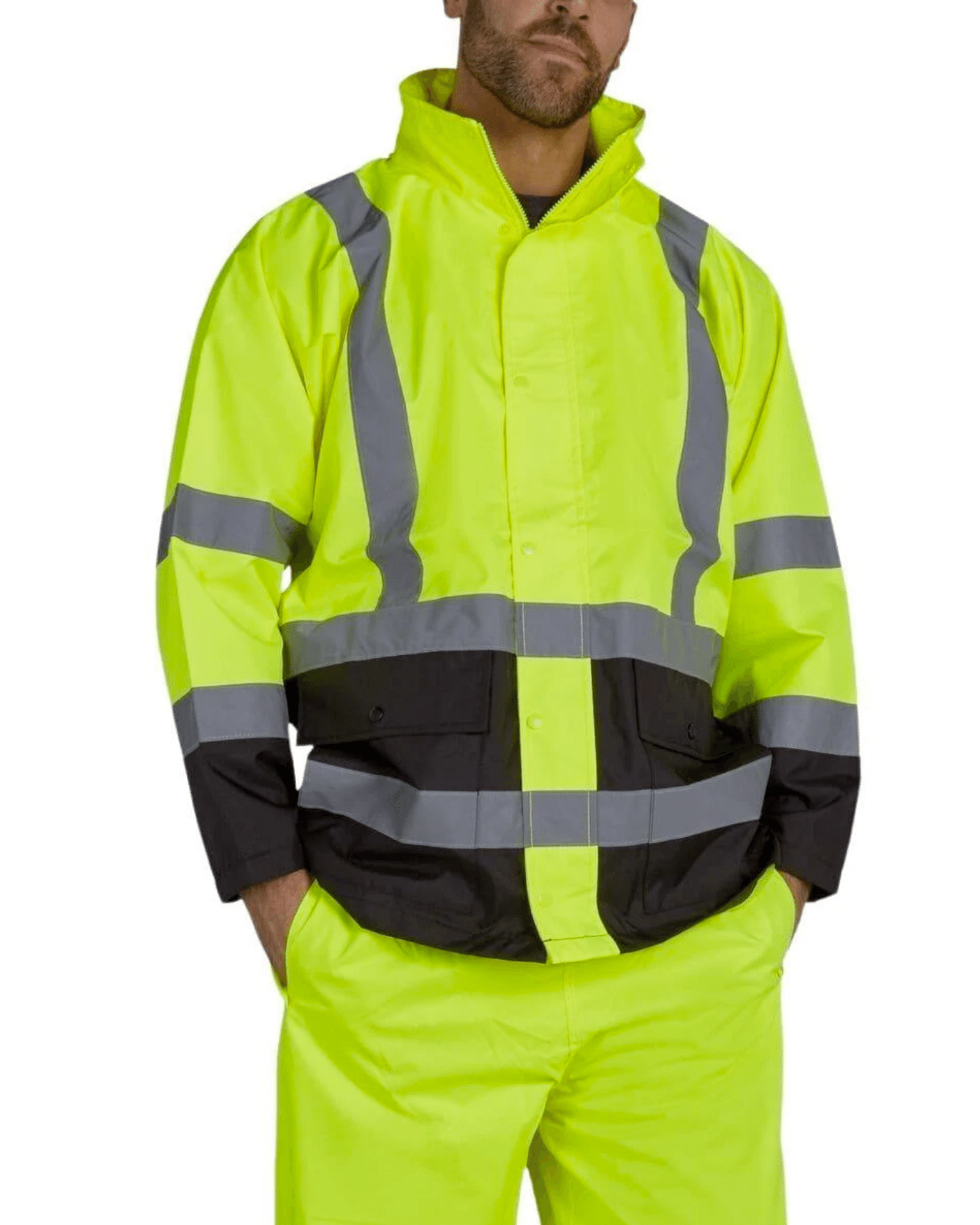 Utility Pro Wear Men's Rainwear UHV822 HiVis Waterproof Rain Jacket with Teflon™ Fabric Protector