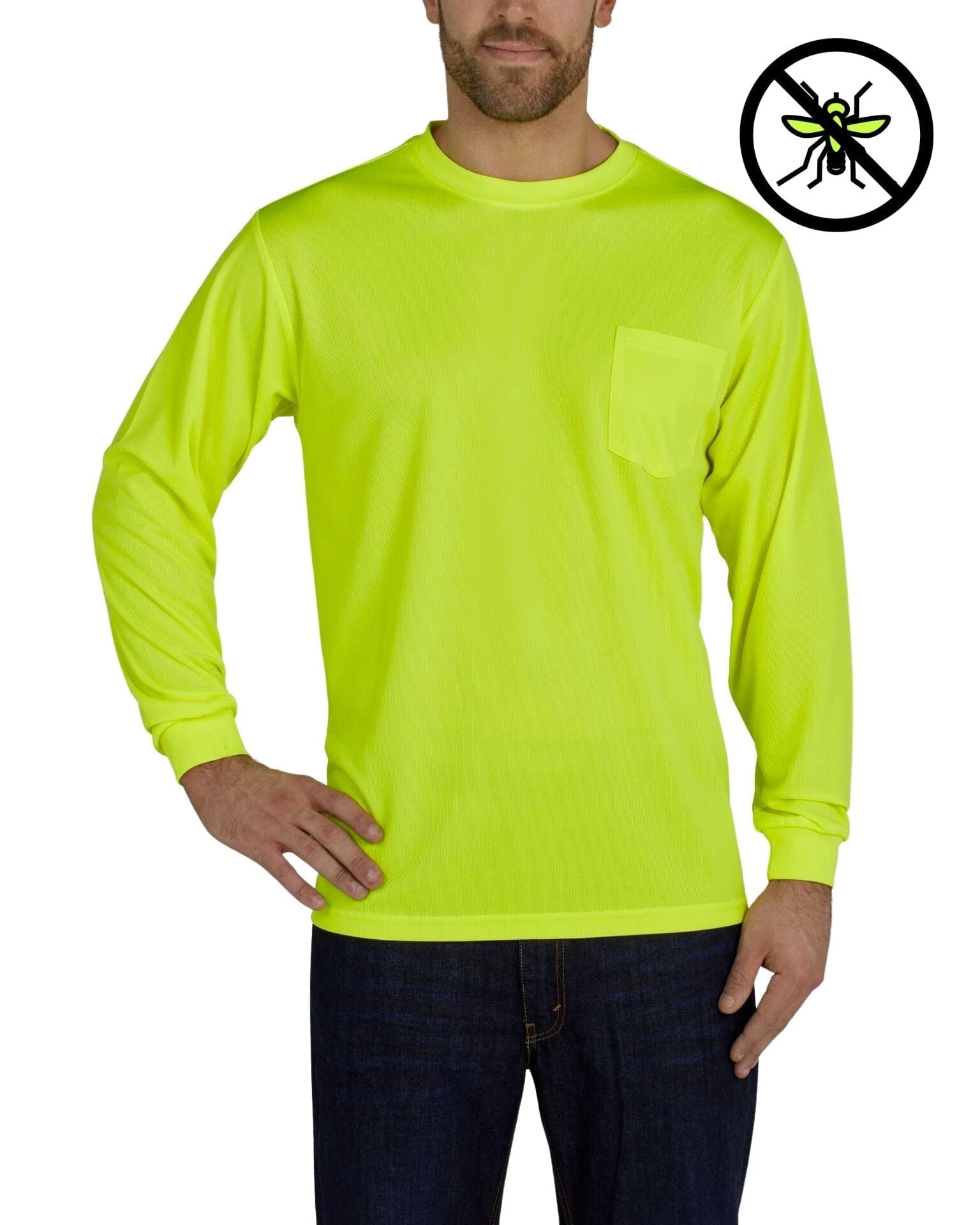 UHV856 Long Sleeve Knit Shirt Protected with PERIMETER™ Insect Guard S  Yellow