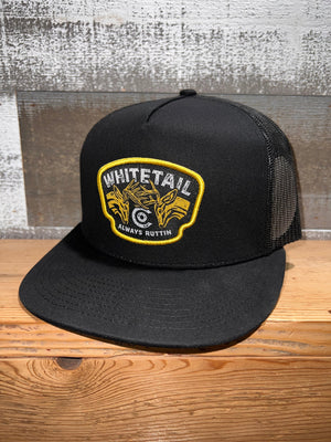Whitetail Company Hats NEW !!! Whitetail Co. Always Ruttin High Front Trucker Black