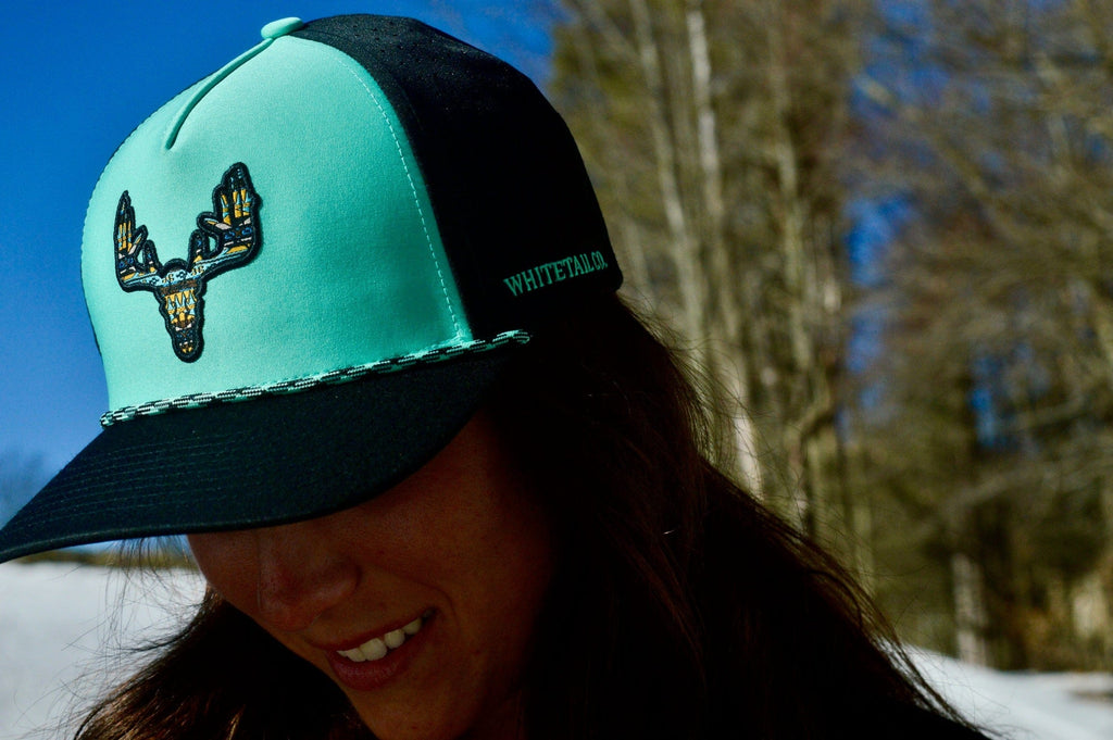 Whitetail Company Hats Whitetail Co. Western Buck Skull Teal Low/Mid Profile Trucker