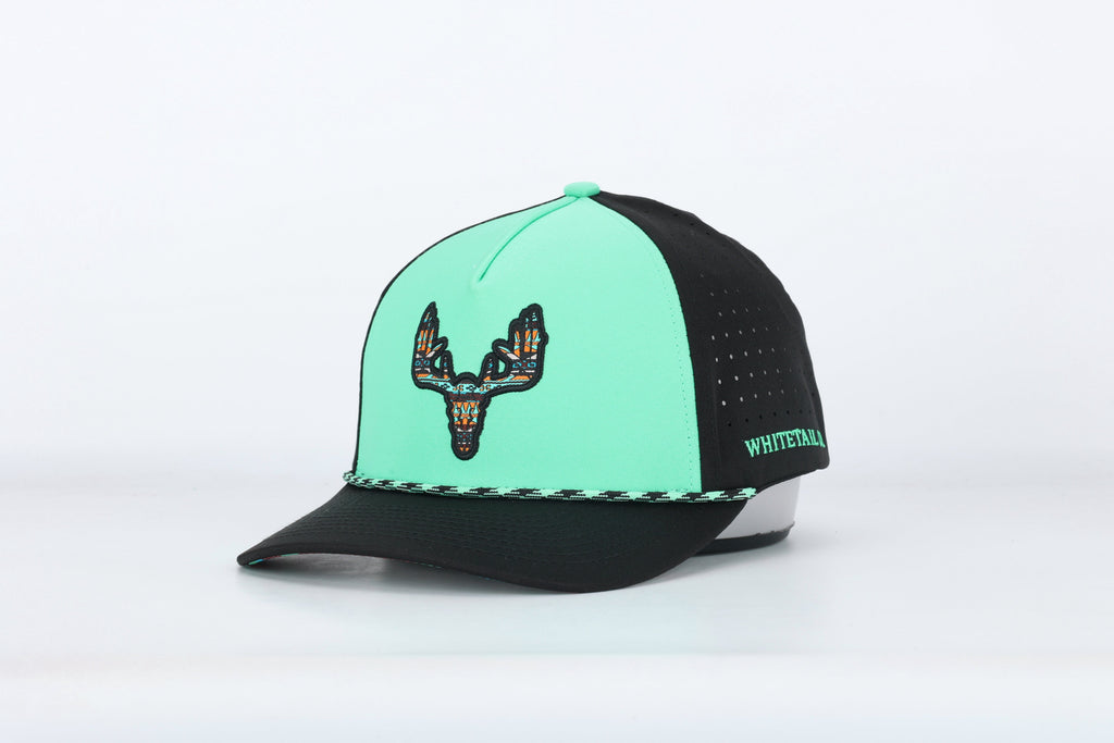 Whitetail Company Hats Whitetail Co. Western Buck Skull Teal Low/Mid Profile Trucker