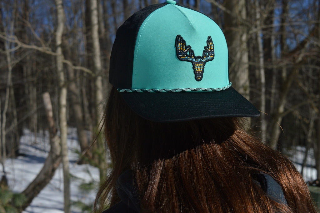 Whitetail Company Hats Whitetail Co. Western Buck Skull Teal Low/Mid Profile Trucker