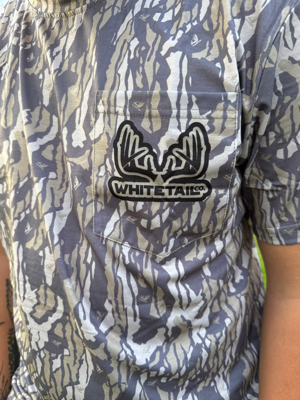 Whitetail Company Shirts Whitetail Co. Old Tree Bark Camo Faded Pocket Tee