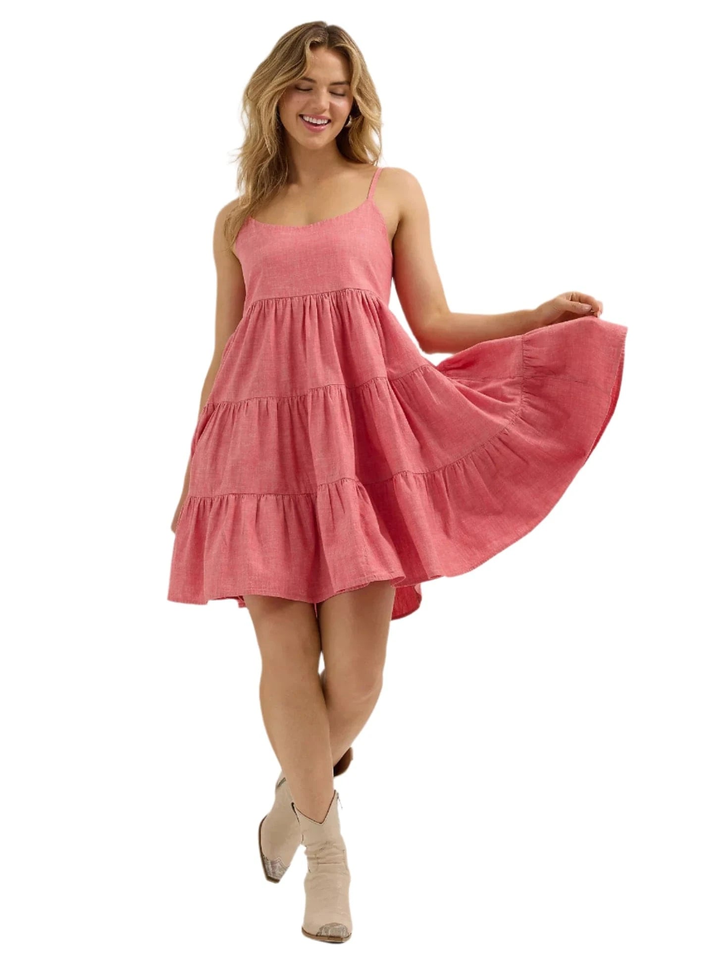 Wrangler Red Strappy Tiered Women's Dress 112365032 Wrangler Red Strappy Tiered Women's Dress 112365032