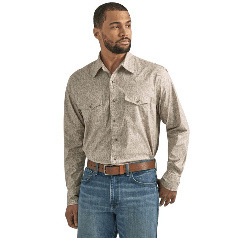 WRANGLER JEANS Mens - Shirt - Woven - Long Sleeve - Snap Wrangler Men's 20X Competition Classic Fit Sand Long Sleeve Western Snap Shirt 112338017